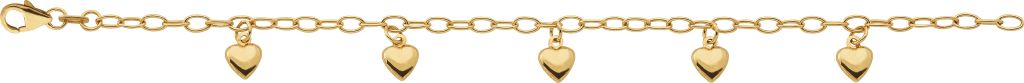 Anker weit mit 5 Herzenen, 2.9 mm 750/18 Karat Gold 955/14