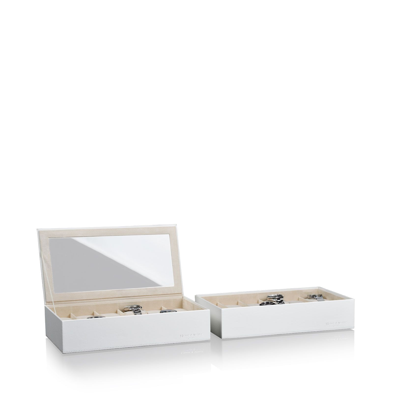 Heisse & Söhne Stapelbares Schmuckkästchen Mirage XL - Unterteil: Uhrenbox für 12 Uhren - Dunkelblau