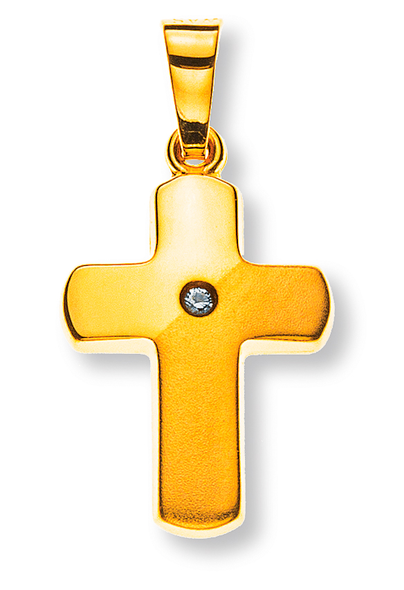 Kreuz Gelbgold 750  poliert und gesandelt H: 15 mm B: 12 mm