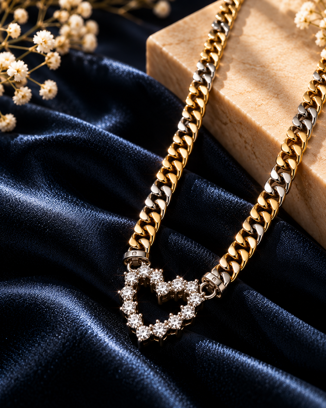 Pre-Owned Bicolor-Collier aus 750 Gold mit Brillantherz – 18 Karat