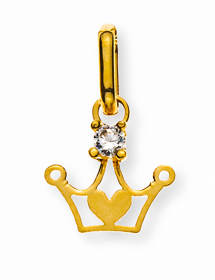 Anhänger Prinzessinnen Krone Gelbgold 375 mit 1 Zirkonia 6x7mm