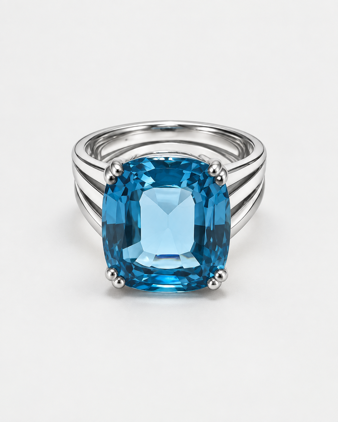 Topas-Ring 18 Karat Weissgold mit Federring