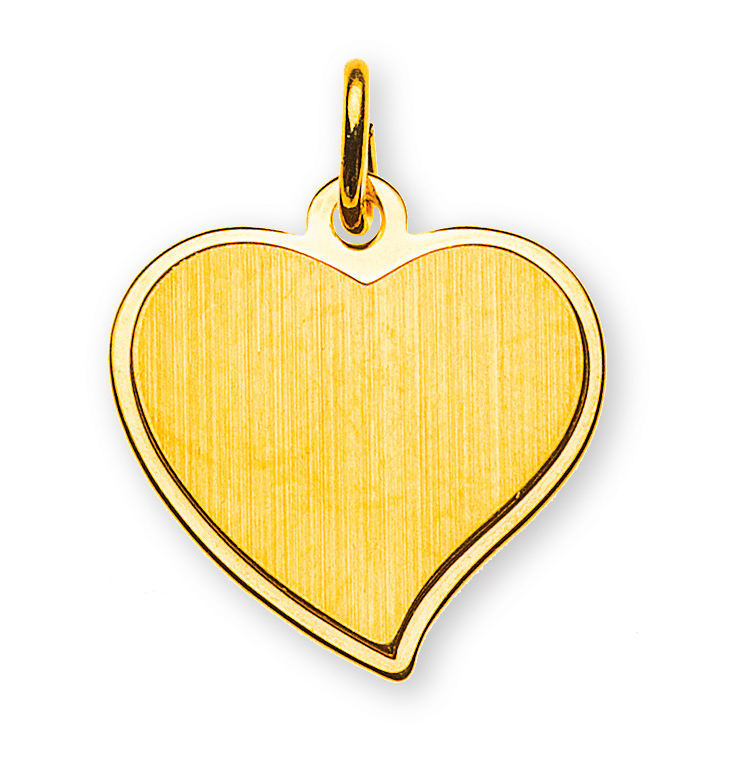 Anhänger Gravurplatte herzförmig satiniert Gelbgold 585, 15x15mm