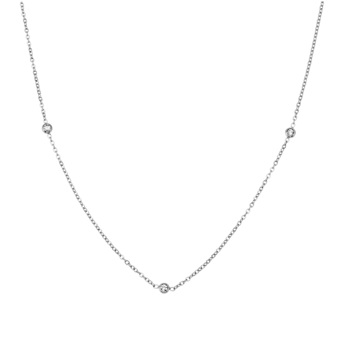 Stahl Halskette mit CZ 40+5 cm