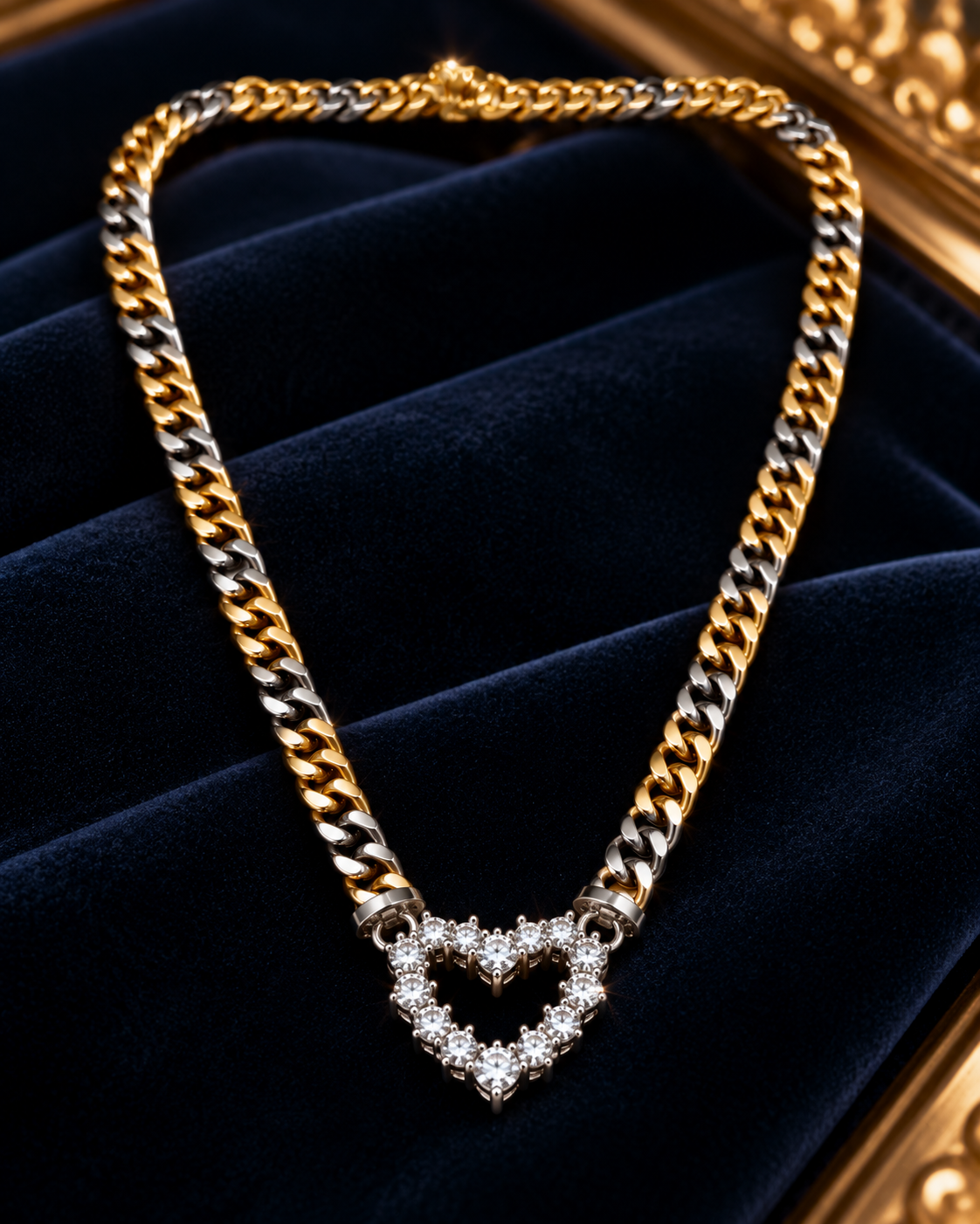 Pre-Owned Bicolor-Collier aus 750 Gold mit Brillantherz – 18 Karat