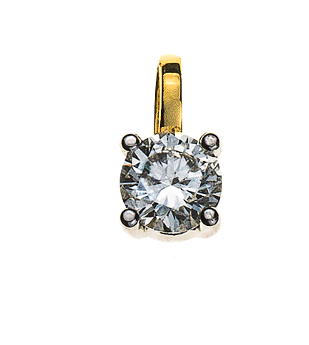 Solitär Anhänger 4-Griff Gelbgold 750 H SI 0.15ct.