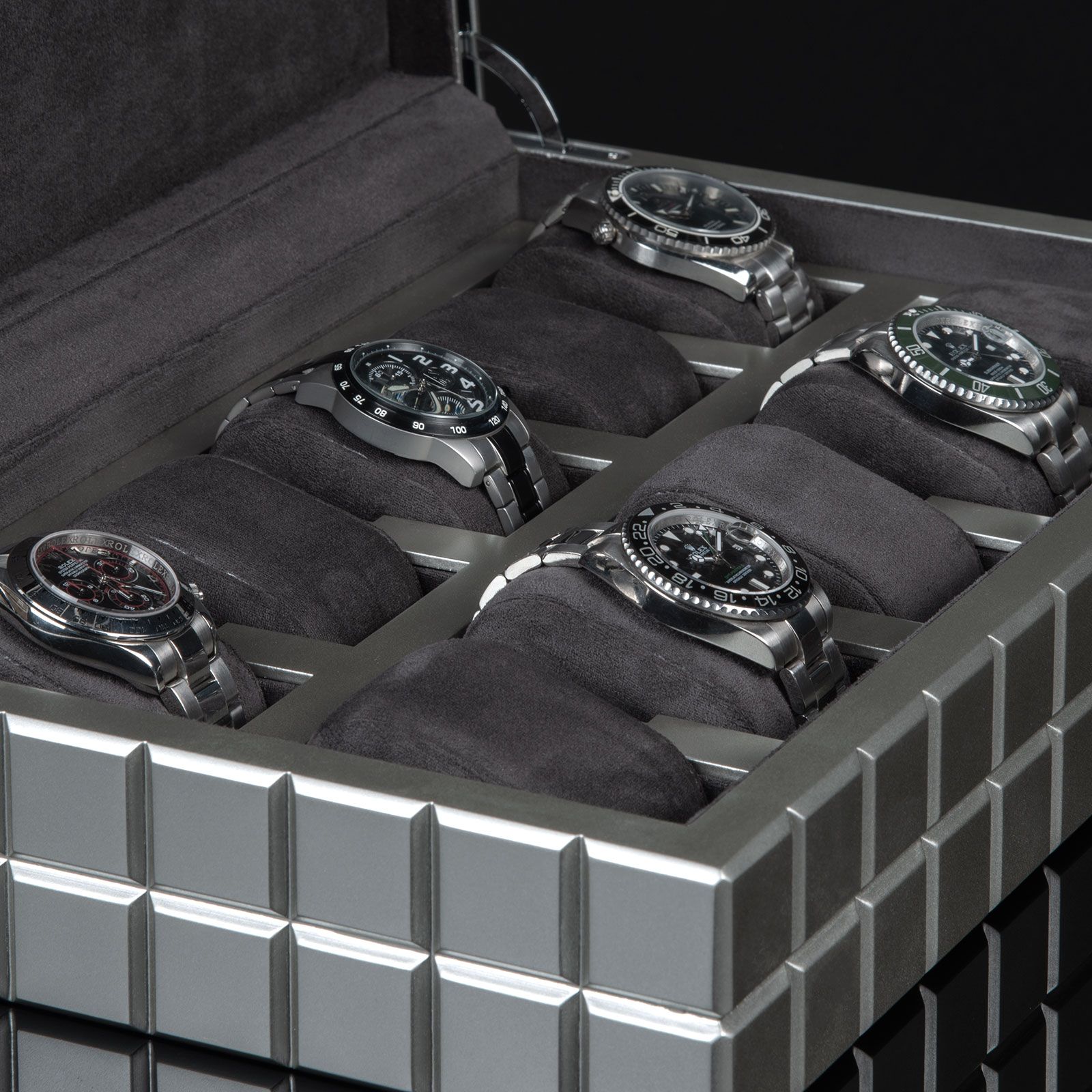 Heisse & Söhne Uhrenbox Dover 10 - Anthrazit Silber