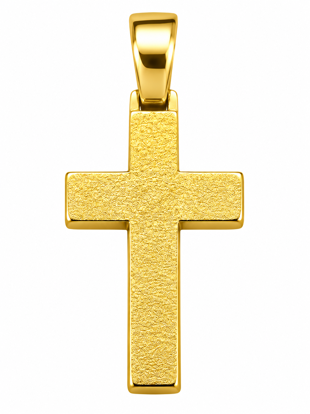 Kreuz Anhänger 750 Gelbgold mit Struktur