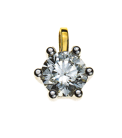 Solitär Anhänger 6-Griff Gelbgold 750 H SI 0.50ct.