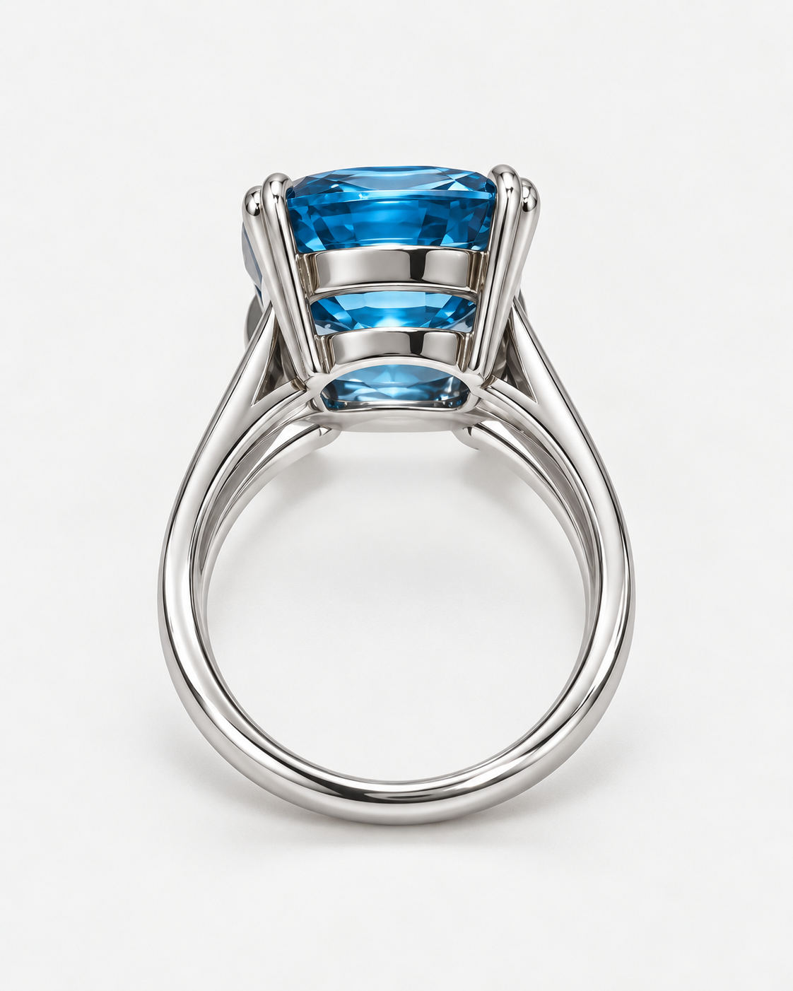 Topas-Ring 18 Karat Weissgold mit Federring