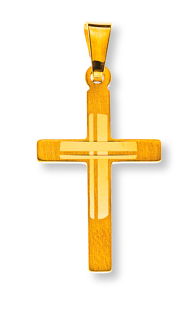 Kreuz Gelbgold 750 mit Muster  H: 20 mm B: 12 mm