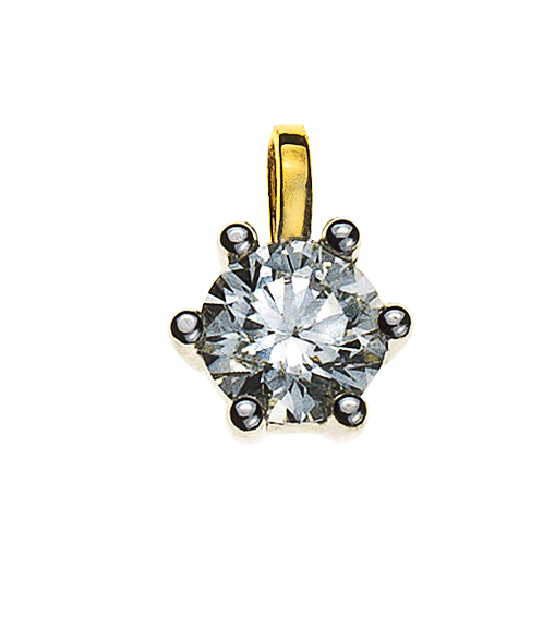 Solitär Anhänger 6-Griff Gelbgold 750 H SI 0.25ct.
