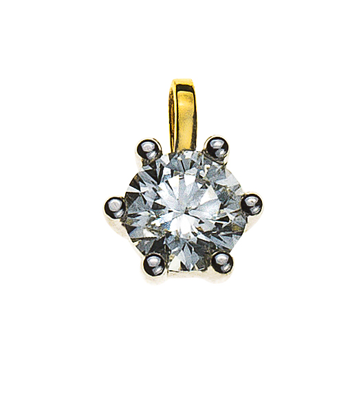 Solitär Anhänger 6-Griff Gelbgold 750 H SI 0.33ct.