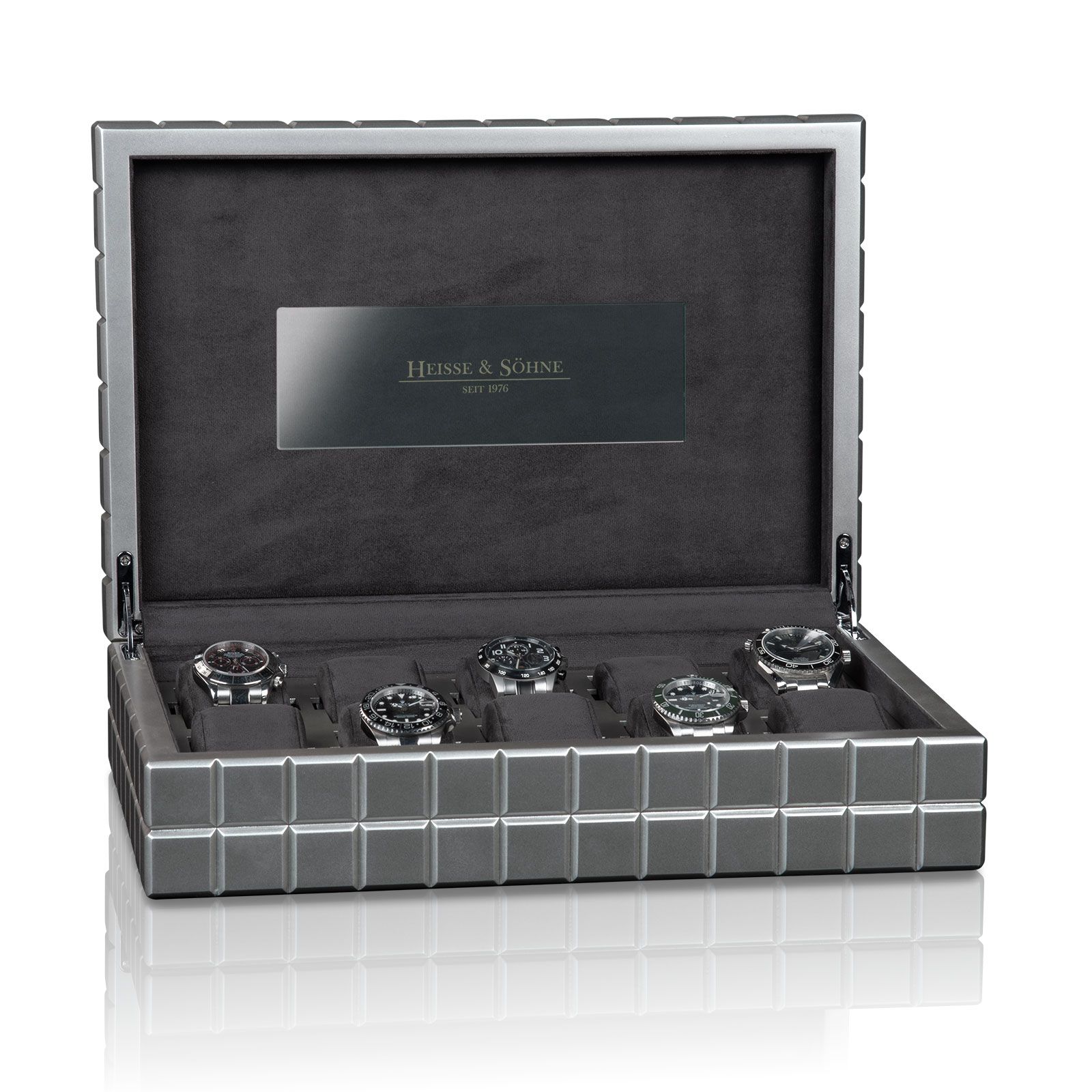 Heisse & Söhne Uhrenbox Dover 10 - Anthrazit Silber