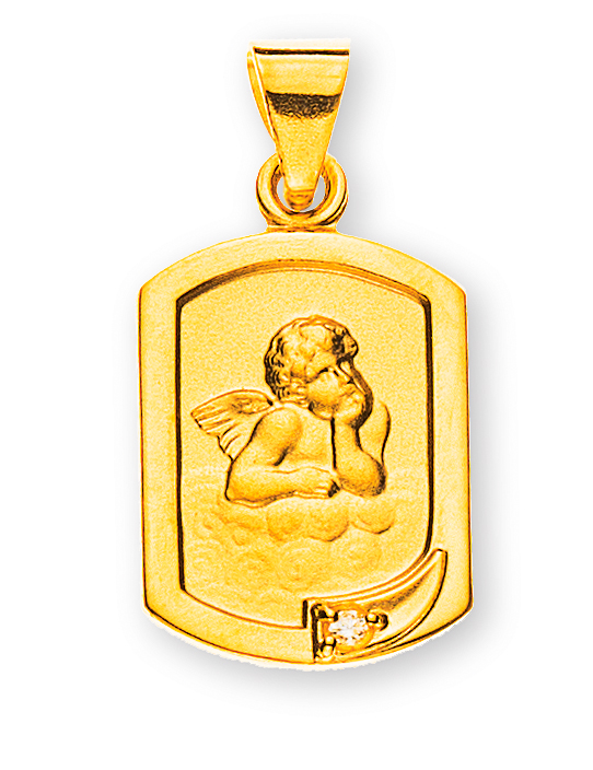 Engel Anhänger Gelbgold 750 mit Brillant H P1 0.005 ct.12mm