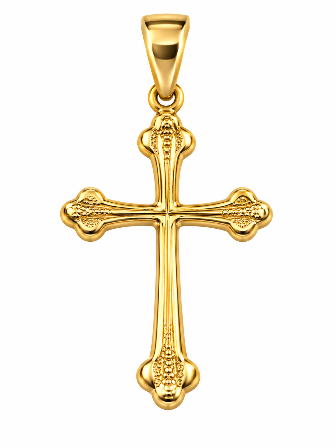 Kreuz Anhänger 750 Gelbgold mit Dreipass-Enden