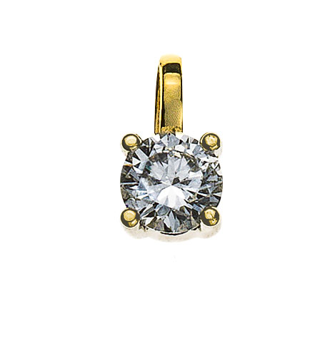 Solitär Anhänger 4-Griff  Gelbgold 750 H SI 0.15 ct.