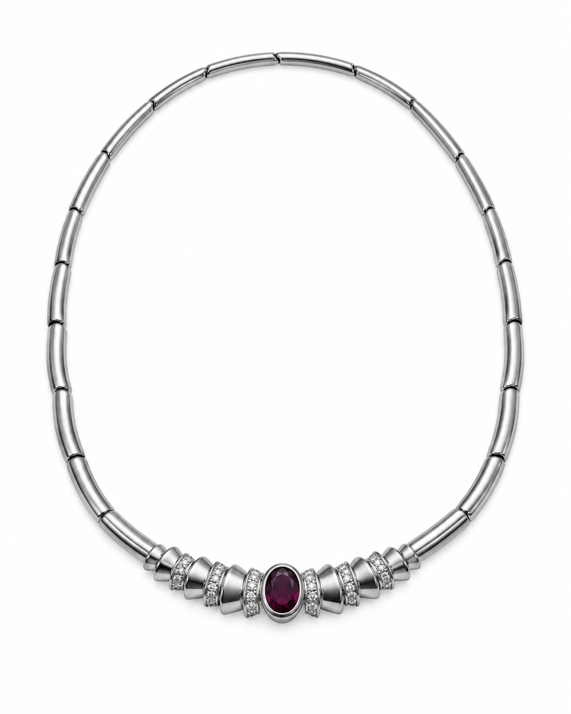 Rubin-Collier 750 Weissgold mit Brillanten – 0.90 ct. Rubin
