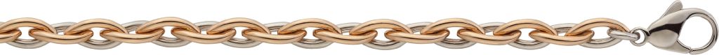 Fantasie Kette Rose halbmassiv, 6.5 mm Navette-Anker halbmassiv (Rosé-/Weissgold) 750/18 Karat Gold 504/45