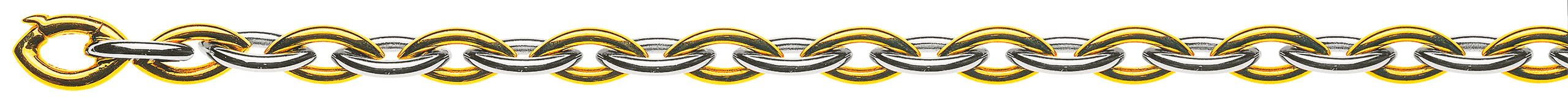 Collier Navette Bicolor (Gelb-/Weissgold) 750 Handarbeit 45cm