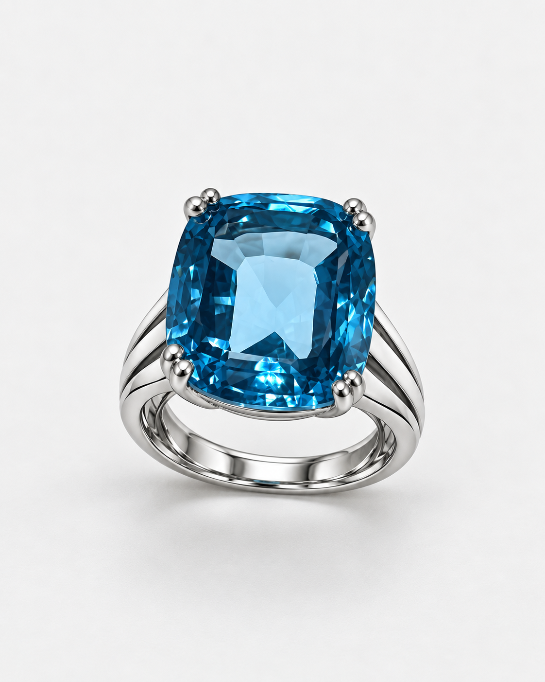 Topas-Ring 18 Karat Weissgold mit Federring