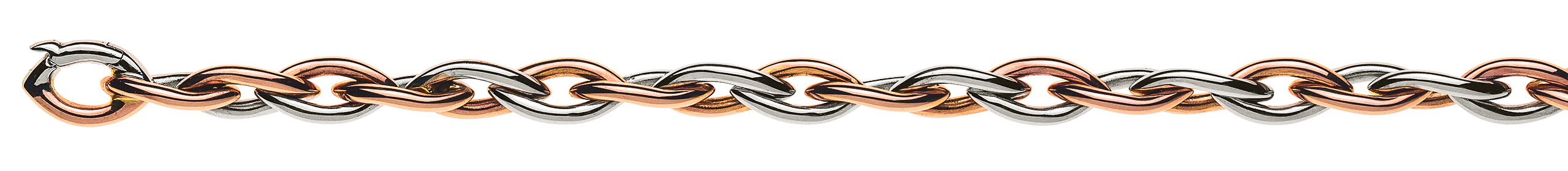 Armband Navette Bicolor (Rot-Weissgold) 750 Handarbeit 20cm