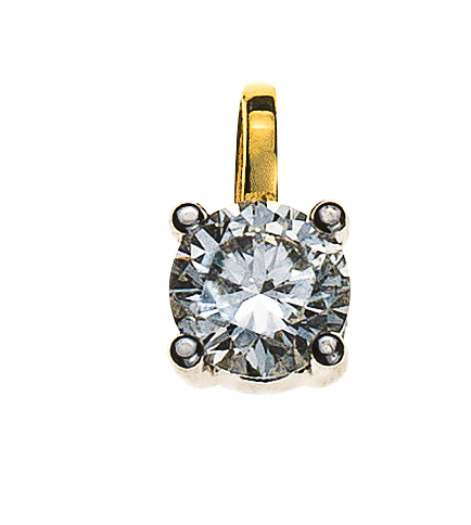 Solitär Anhänger 4-Griff Fassung Gelbgold 750 H SI 0.25ct.