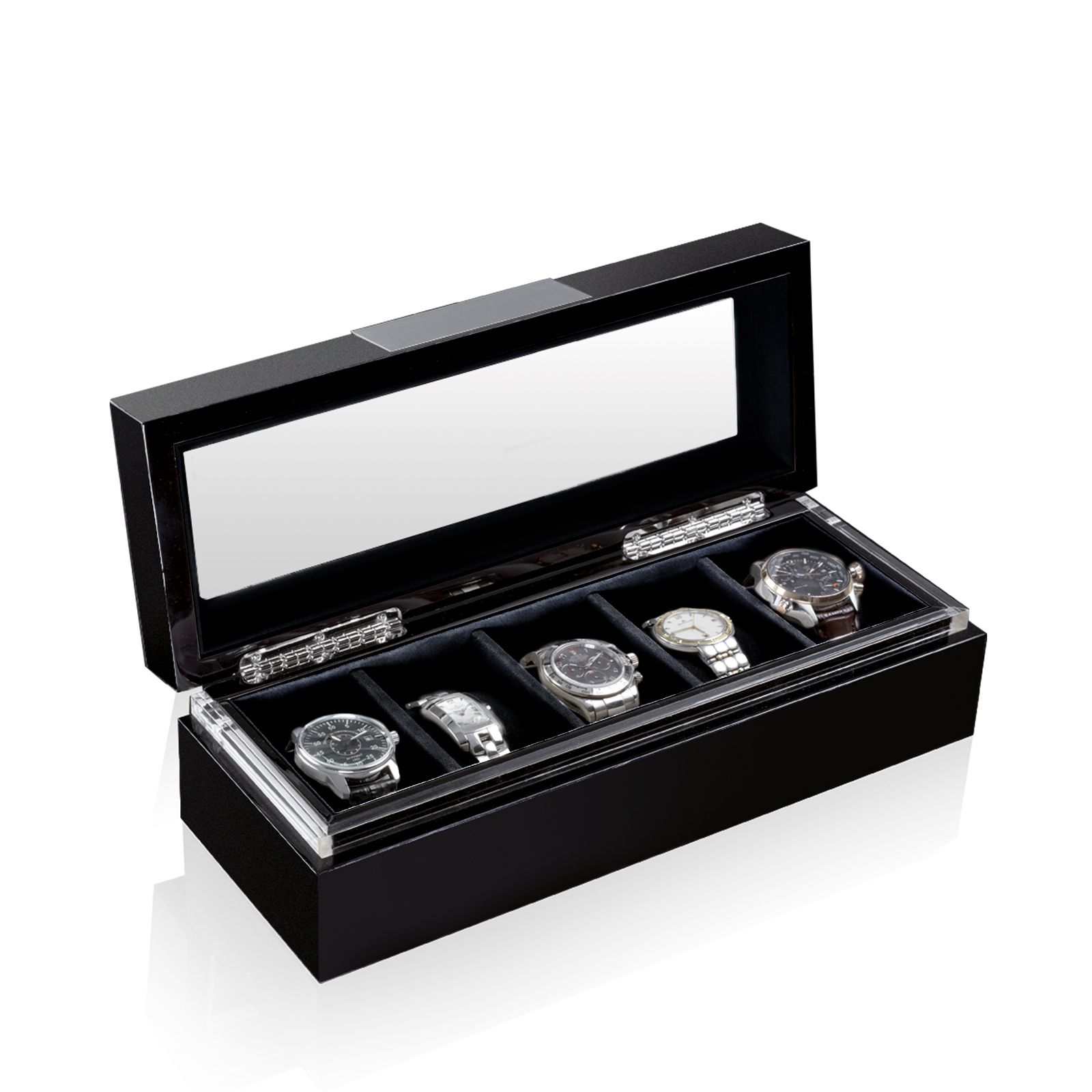 Heisse & Söhne Uhrenbox Executive 5 - Schwarz/Schwarz