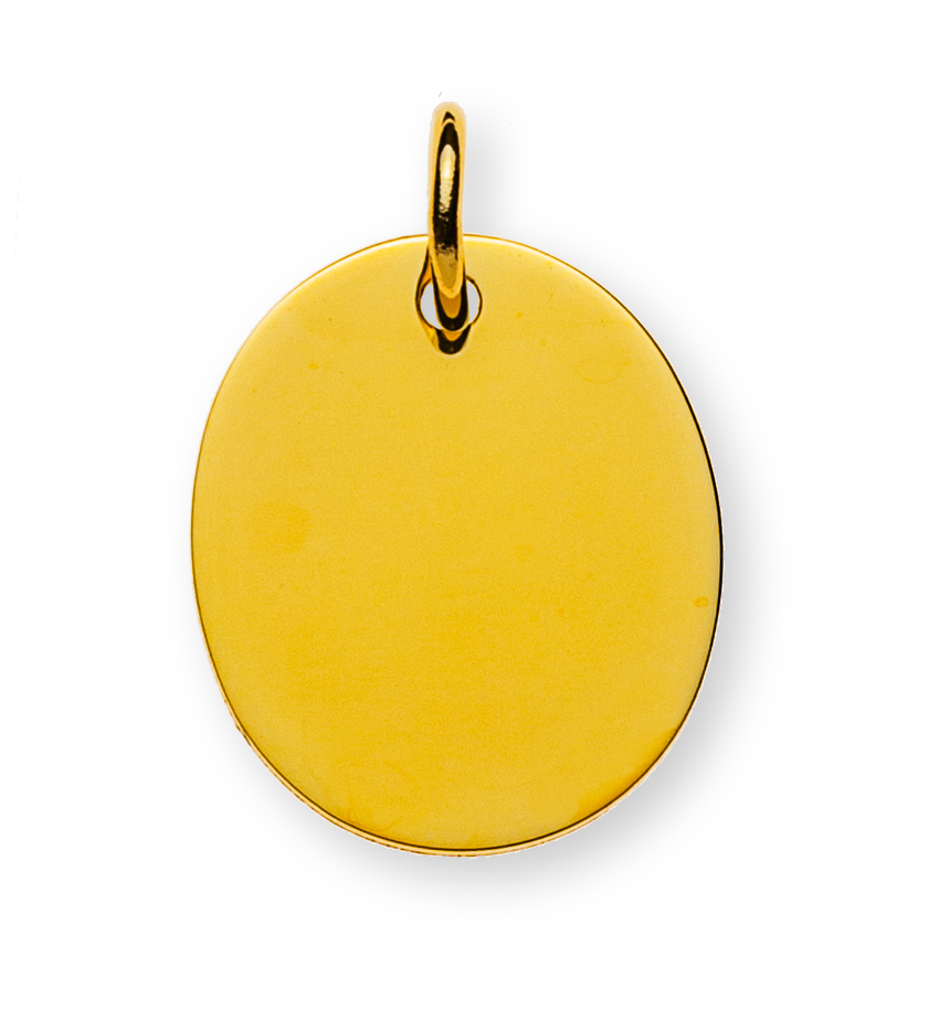 Anhänger Gravurplatte Gelbgold 750 1 Seite poliert, 1 Seite gesandelt