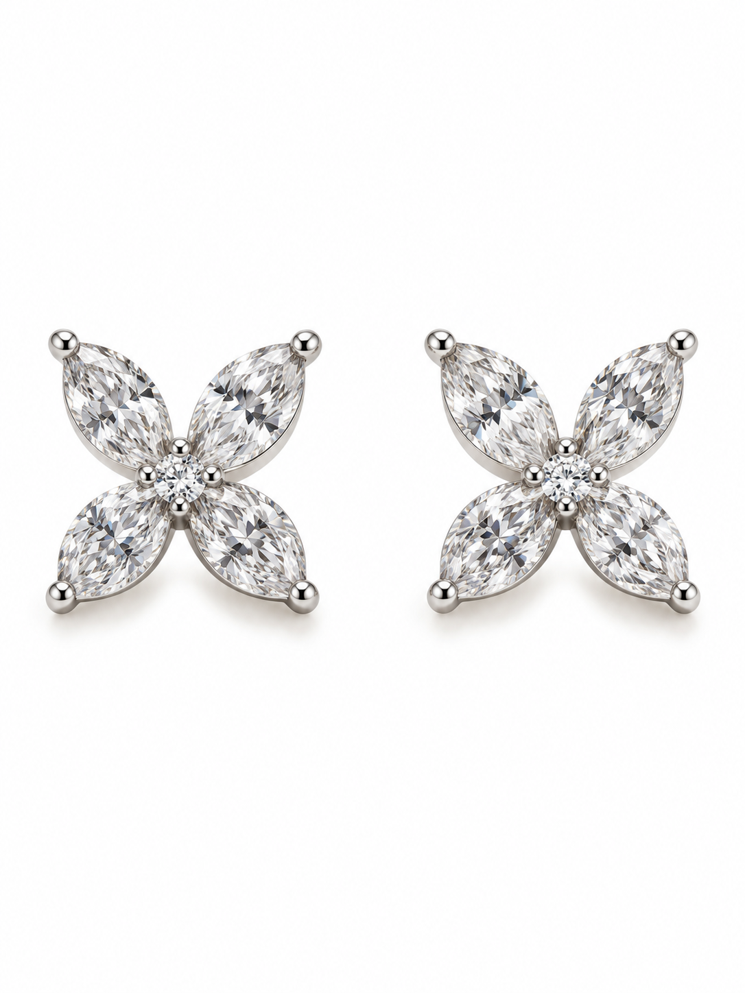 Blüten Ohrstecker 750 Weissgold mit Diamanten