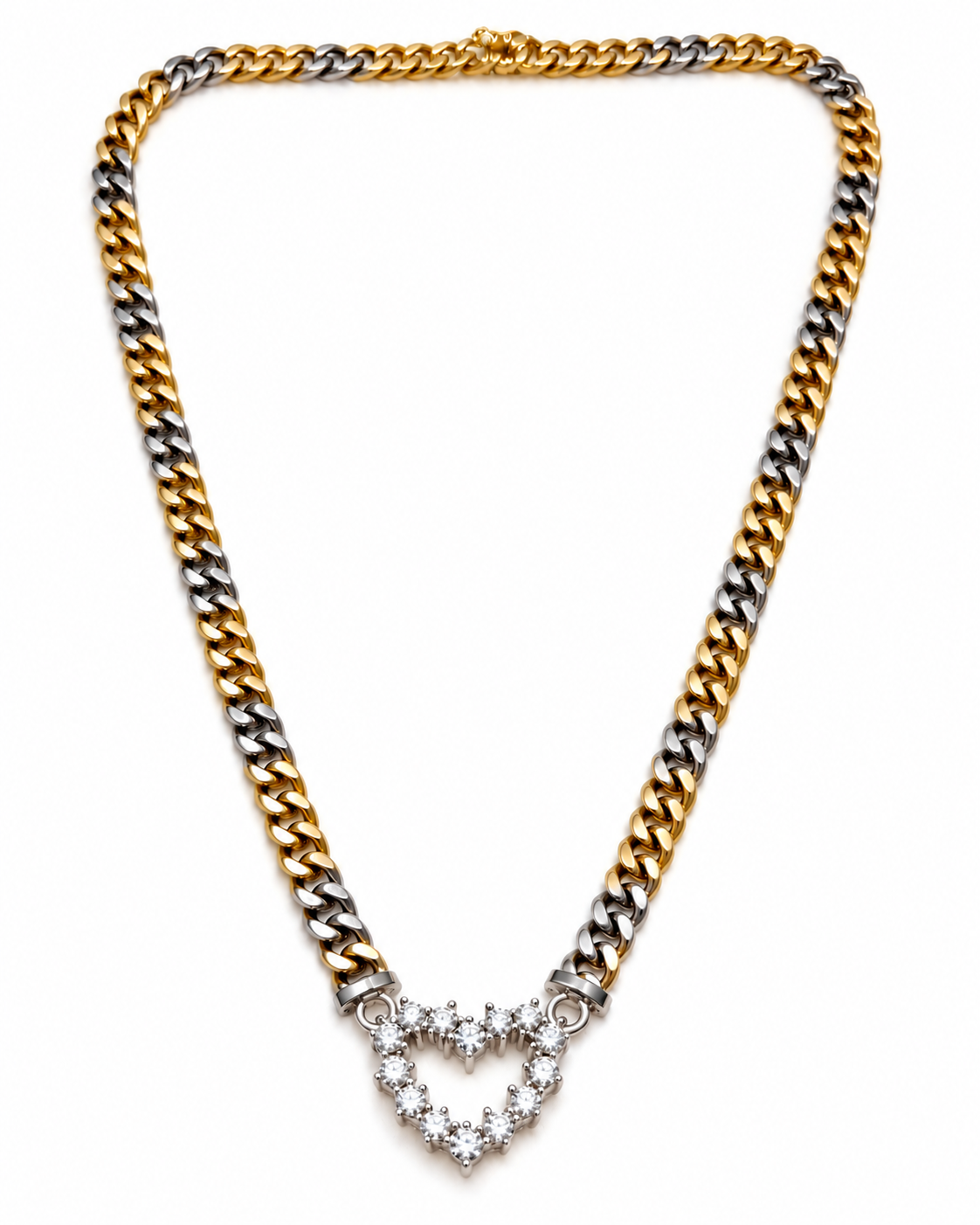 Pre-Owned Bicolor-Collier aus 750 Gold mit Brillantherz – 18 Karat
