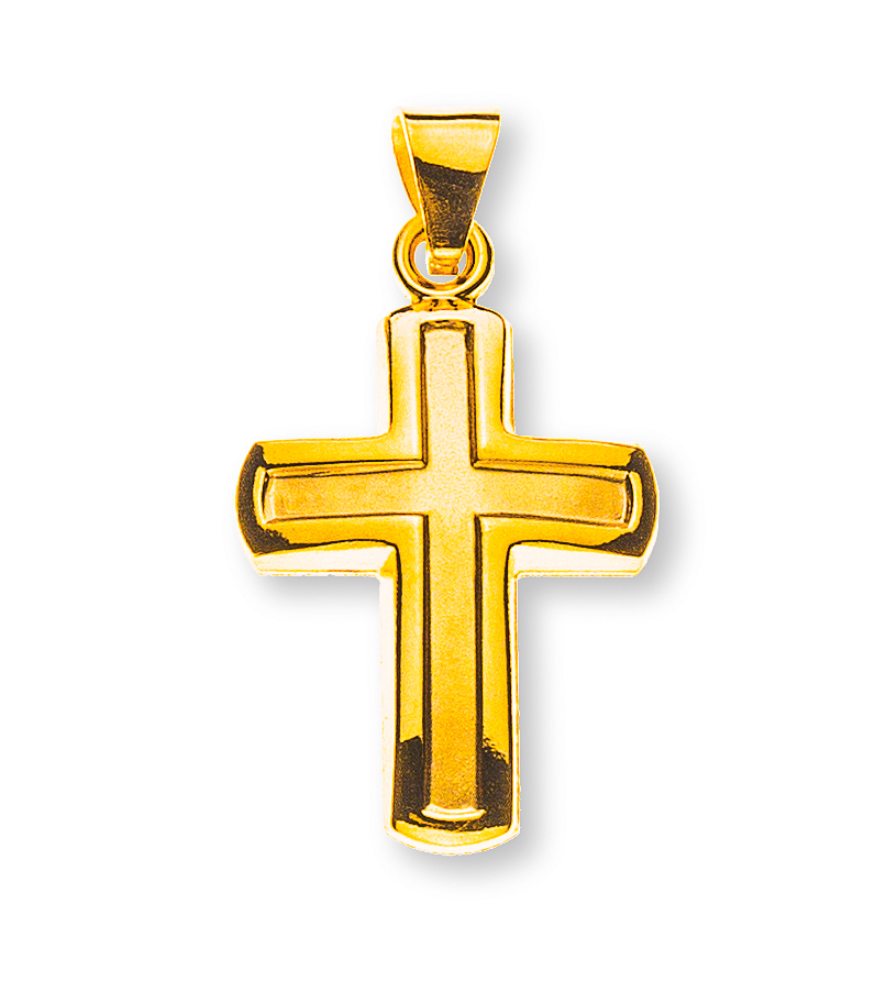 Kreuz Gelbgold 750  mittig gesandelt H: 15 mm B: 11 mm