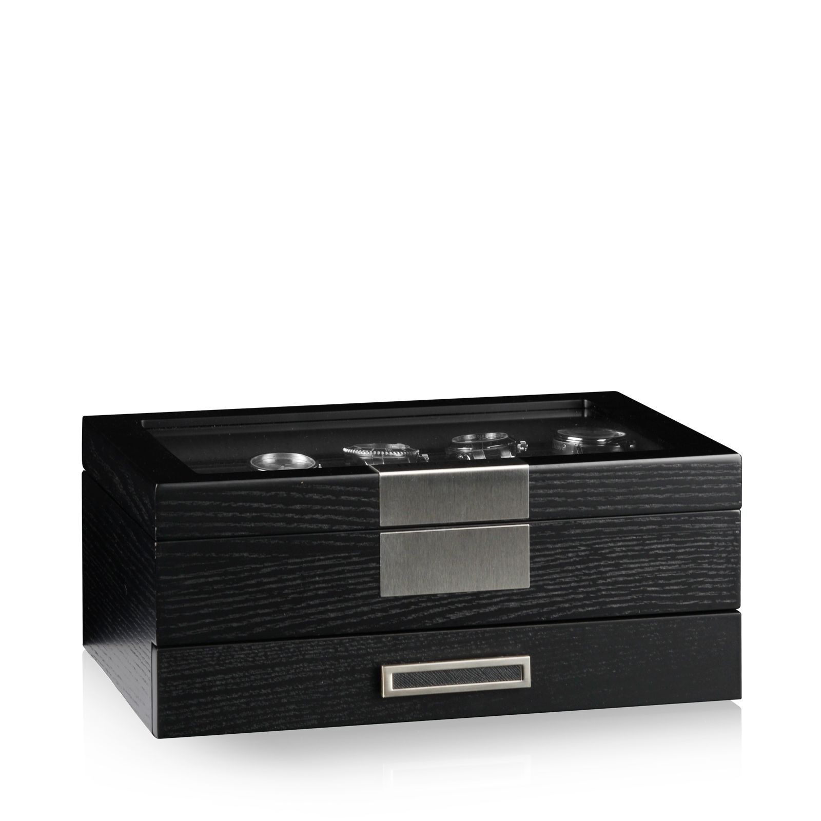 Heisse & Söhne Uhrenbox Monteray 10+ Esche - Schwarz Seidenmatt