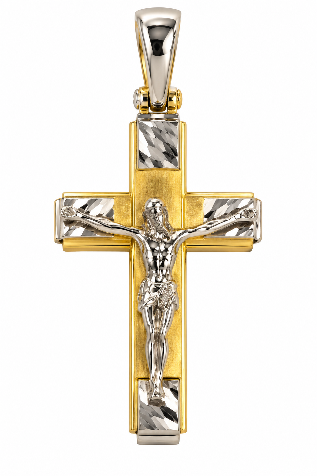 Kruzifix Anhänger Bicolor 750 Gold