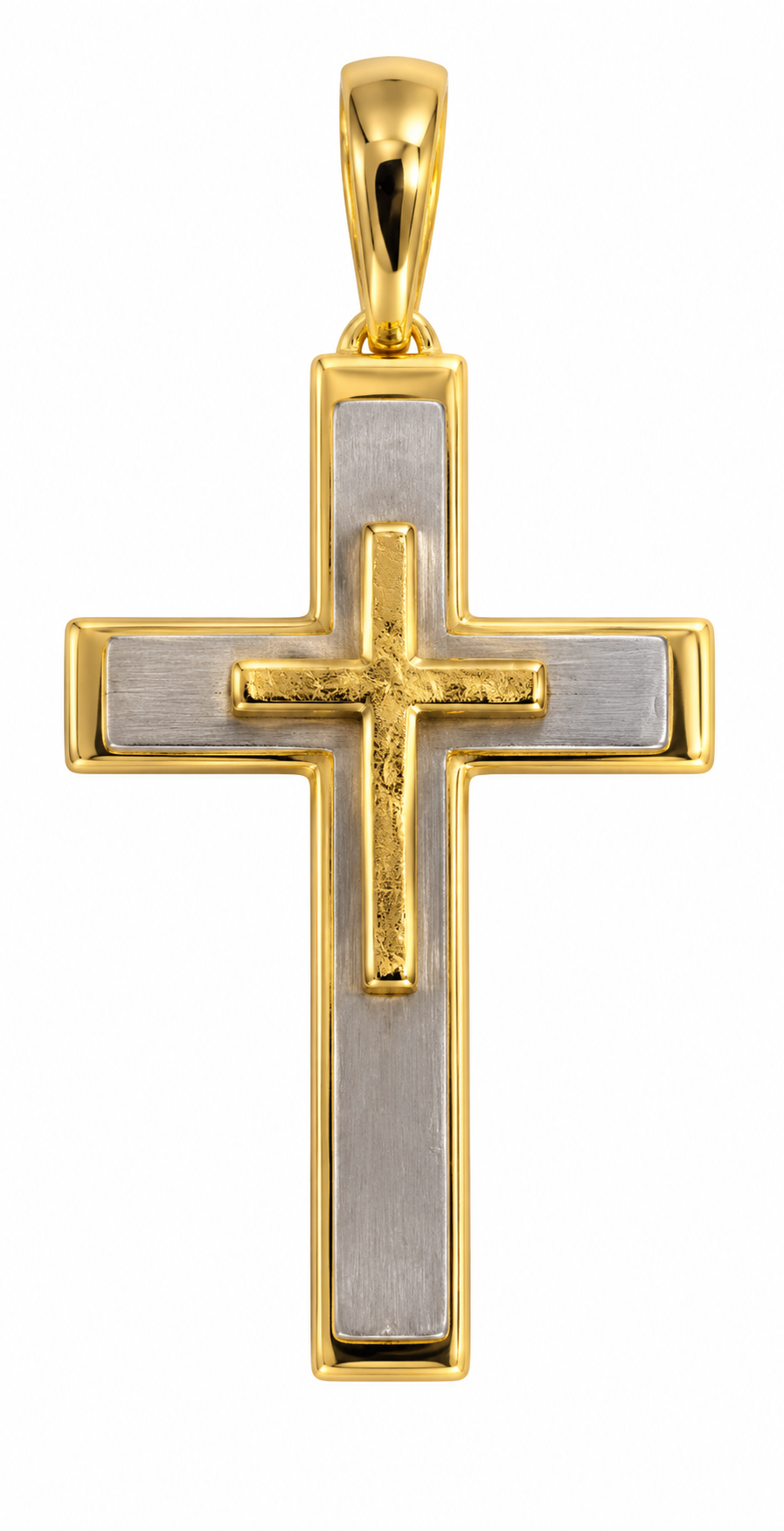 Kreuz Anhänger Bicolor 750 Gold