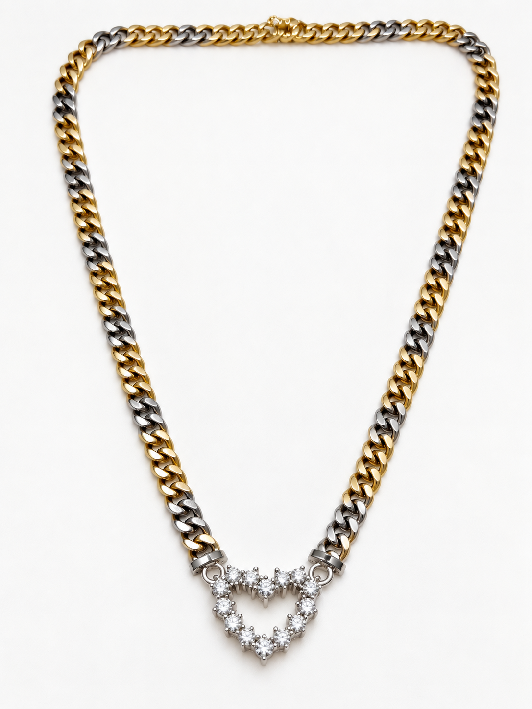 Pre-Owned Bicolor-Collier aus 750 Gold mit Brillantherz – 18 Karat
