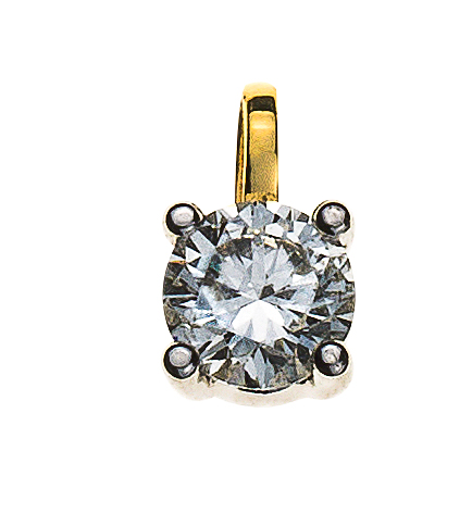 Solitär Anhänger 4-Griff Gelbgold 750 H SI 0.33ct.