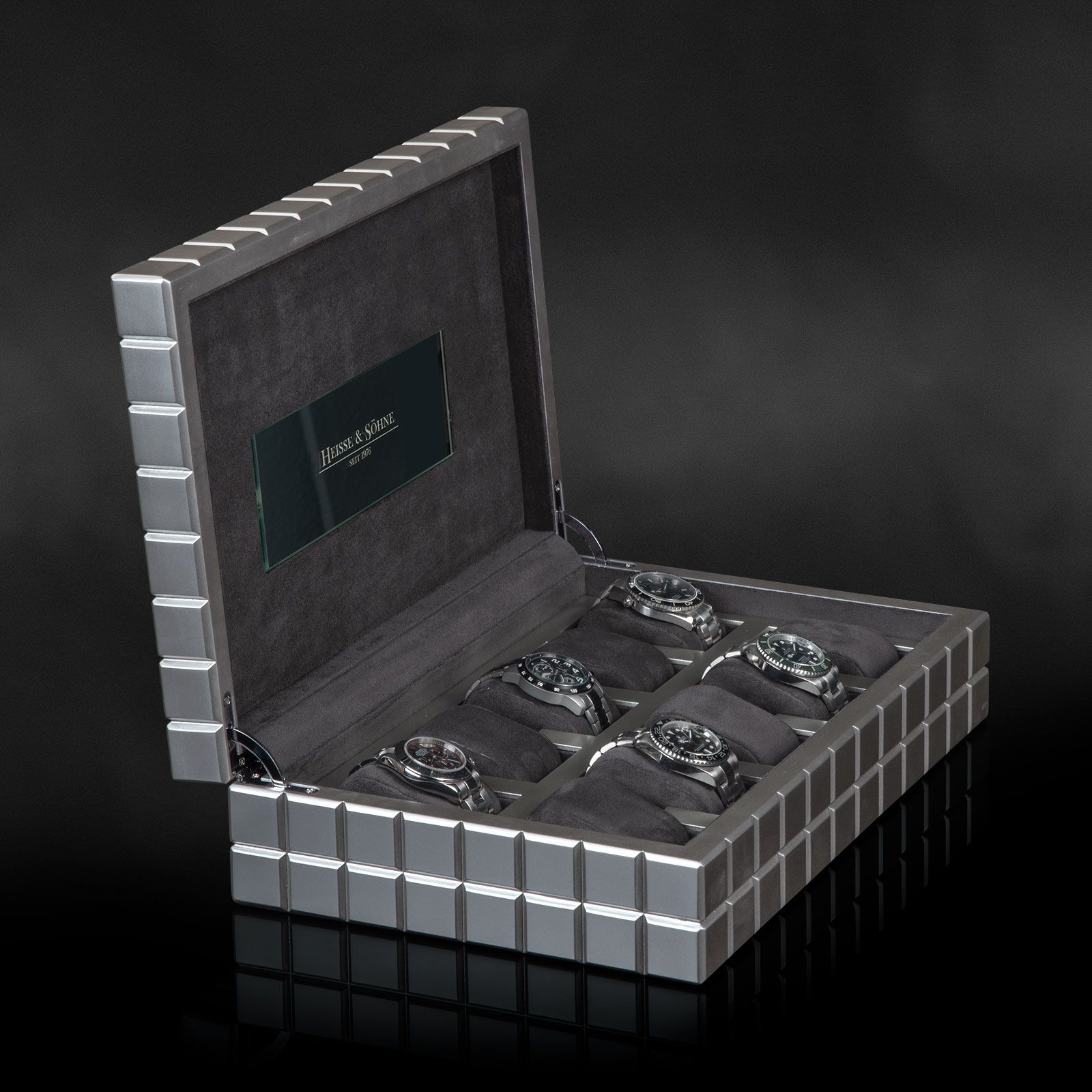 Heisse & Söhne Uhrenbox Dover 10 - Anthrazit Silber
