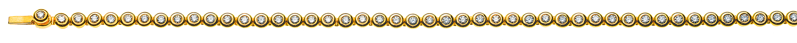 Bracelet Tennis Gelbgold 750 mit 45 Brillanten  H SI 1.52ct. 18cm