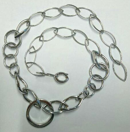 Collier Navette Weissgold 750, Handarbeit, 63cm