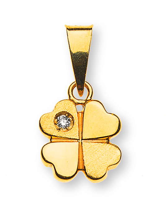 Diamantanhänger Kleeblatt Gelbgold 750 mt 1 Brillant H VS 0.01ct.  8mm