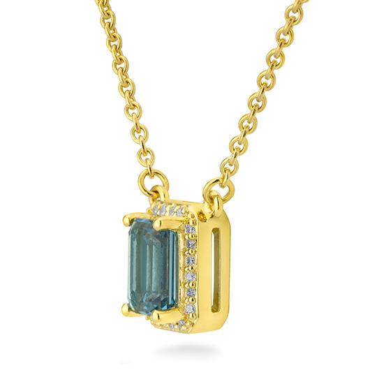 Breuning London Blue Topas Collier mit Brillanten 0,10 ct. – 750 Gelbgold